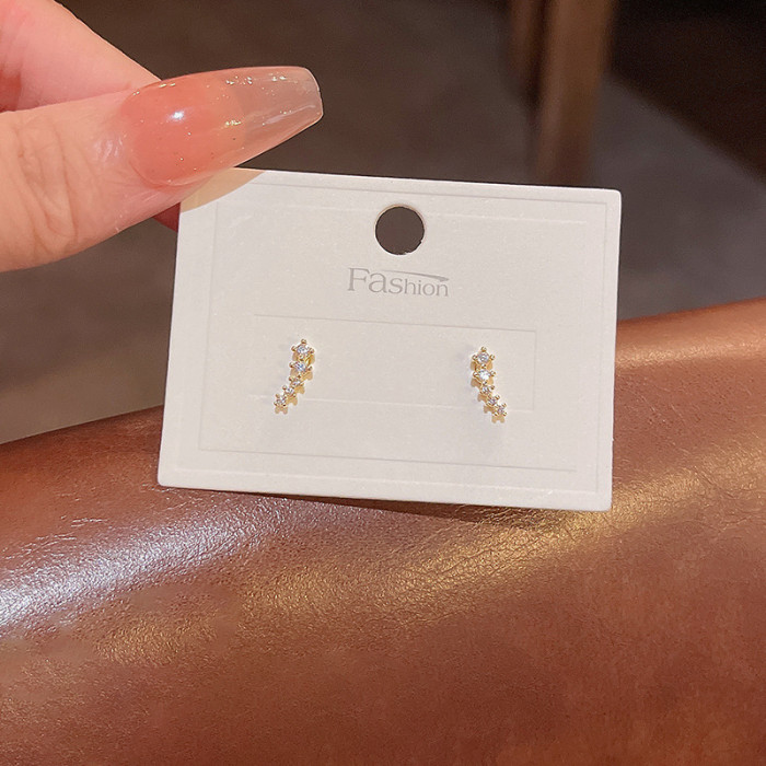 Fashion CZ Ear Studs for Women Stainless Steel Zircon Small Stud Earring Jewelry Gifts