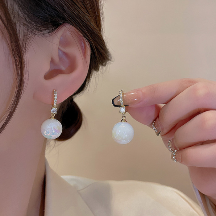 Luxury Pearl Drop Dangle Earrings for Women Silver Color Hoop Simple Accessories for Women Boho Jewelry