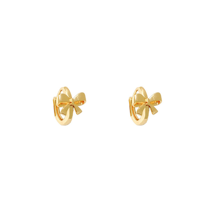 Korean Trendy Bow Earrings Woman Brand Design Copper Alloy Metal 2022 New Elegant Jewelry Sweet Girl Ear Accessory