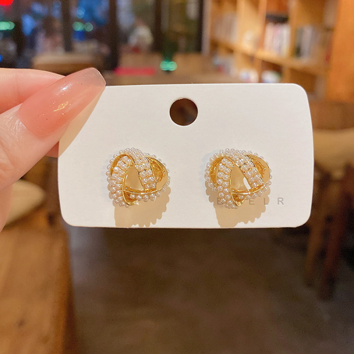 Korean Simple Temperament Imitation Pearl Small Stud Earrings for Women Girl Fashion Beautiful Jewelry Accessories
