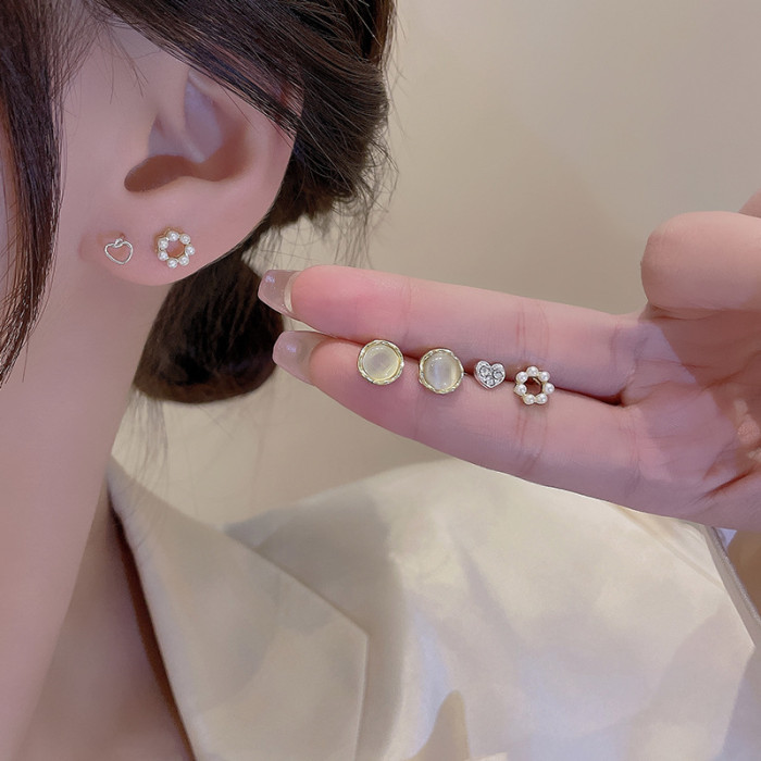 Luxury Square Opal Stud Earrings For Women Girls Exquisite Zircon Geometric 2022 Korean Fashion Wedding Jewelry