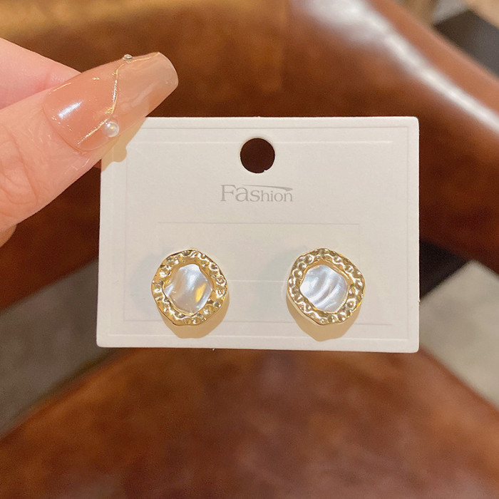 Elegant Kpop Round Circle Imitation Pearl Stud Earring for Women Girl Wedding Bridal Small Fashion Ear Jewelry