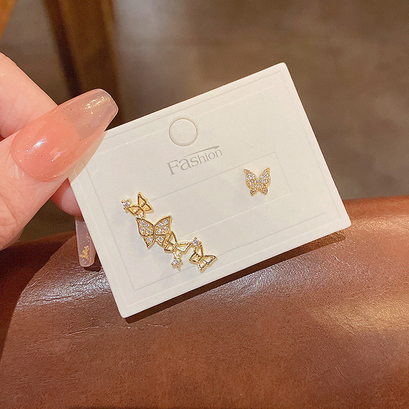 Korean Style Elegant Delicate Butterfly Earrings Elegant Individualized and Popular Fashion Ear Stud