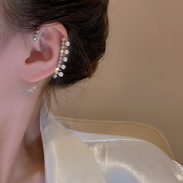 New Forest Series Super Fairy Niche  Jewelry Single Ear Bone Clip Pearl Ear Clip Earrings Whole