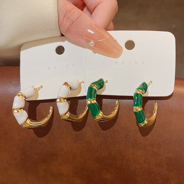 Boho Small Round Circle Enamel Colorful Hoop Earrings for Women Fashion Piercing Ear Buckle Huggies Korean Jewelry Gifts