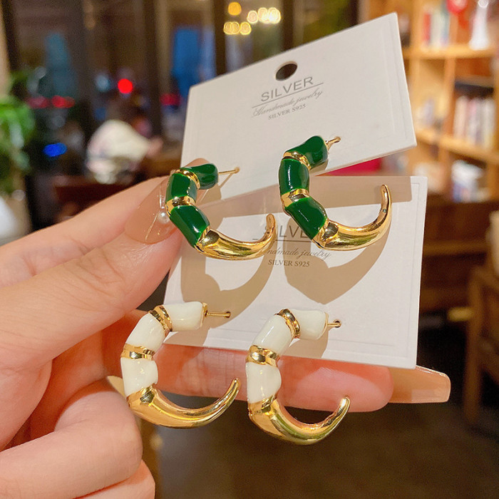 Boho Small Round Circle Enamel Colorful Hoop Earrings for Women Fashion Piercing Ear Buckle Huggies Korean Jewelry Gifts