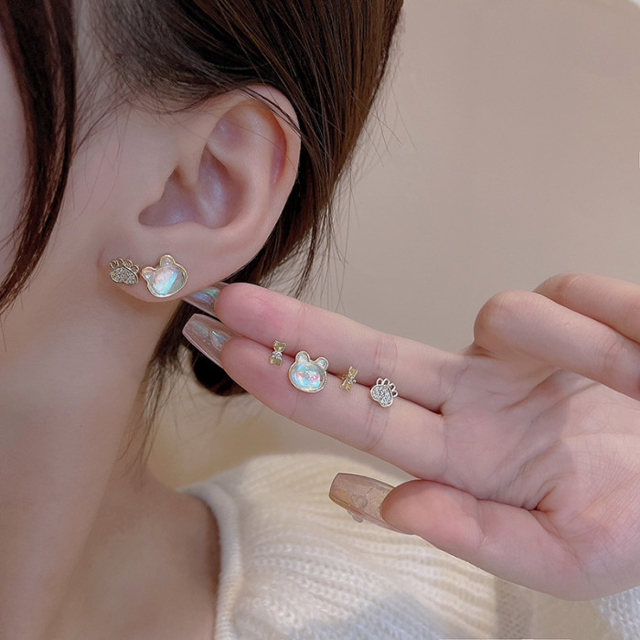 Bear Panda Ear Studs For Women Cute Animal Head Earrings For Girls Students Jewelry Free Shipping