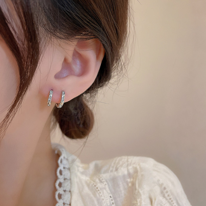Zircon Hoop Earrings for Men Women Trendy Delicate Silver Color Small Huggies