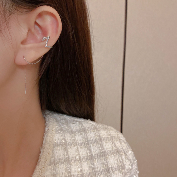 Ear Clip Long Tassel Earrings for Women 2020 Zircon Ear Cuff Ear Line Fashion Jewelry Gift