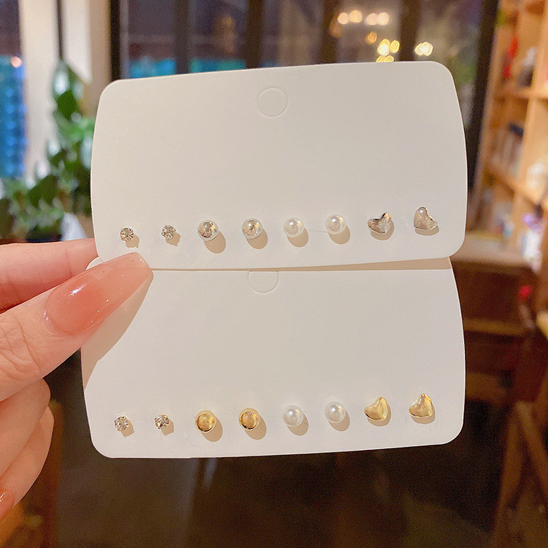 White Simulated Pearl Earrings Set For Women Jewelry On Ear Ball Stud Earrings