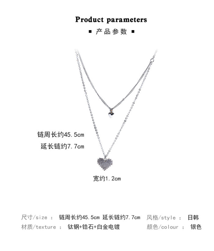 Double Heart Pendant Necklace For Women Layered Chain Bohemian Fashion Accessories Romatic Jewelry