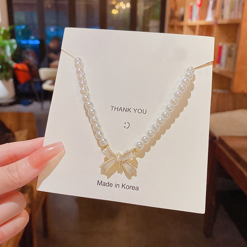 New Fashion Women Bow Pearl Necklace Classic High Quality Women Jewelry