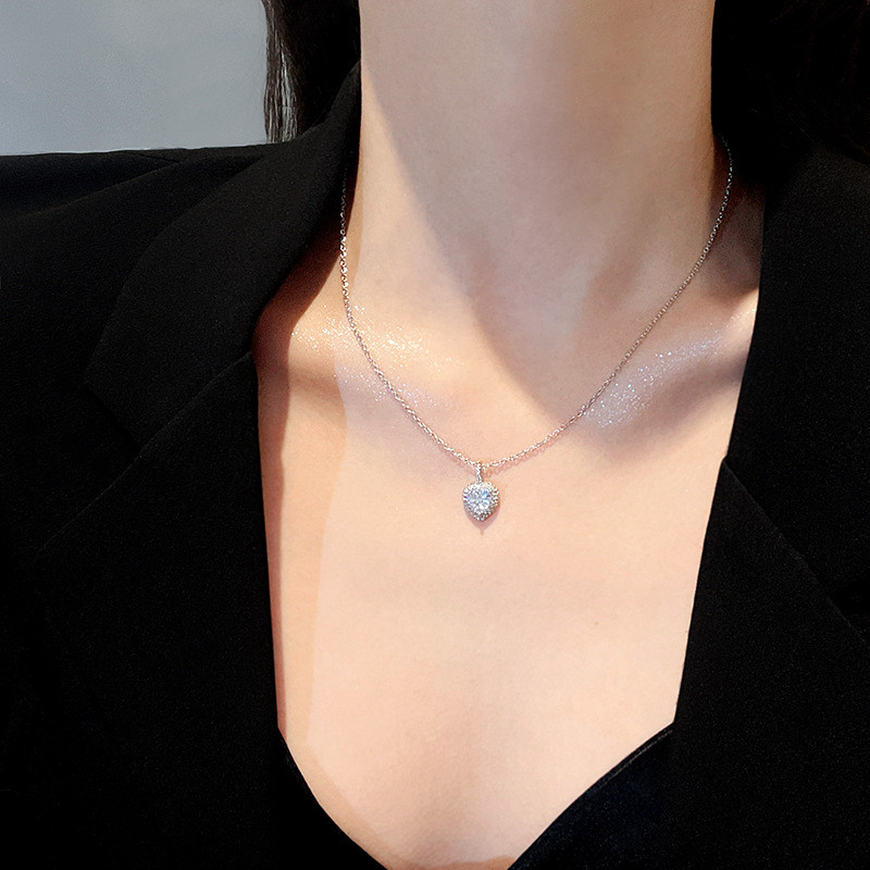 Heart Necklaces for Women Stainless Steel Color Chain Zircon Heart Pendant Choker Summer Boho Jewelry Gift