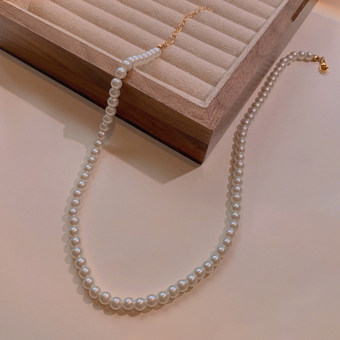 Vintage Style Simple Pearl Chain Choker Necklace for Women Wedding Love Shell Pendant Fashion Jewelry Wholesale