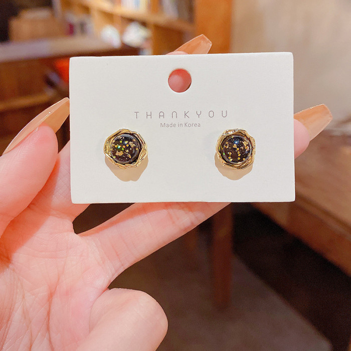 The Starry Night Ear Studs Round Jewelry Glass Dome Earrings