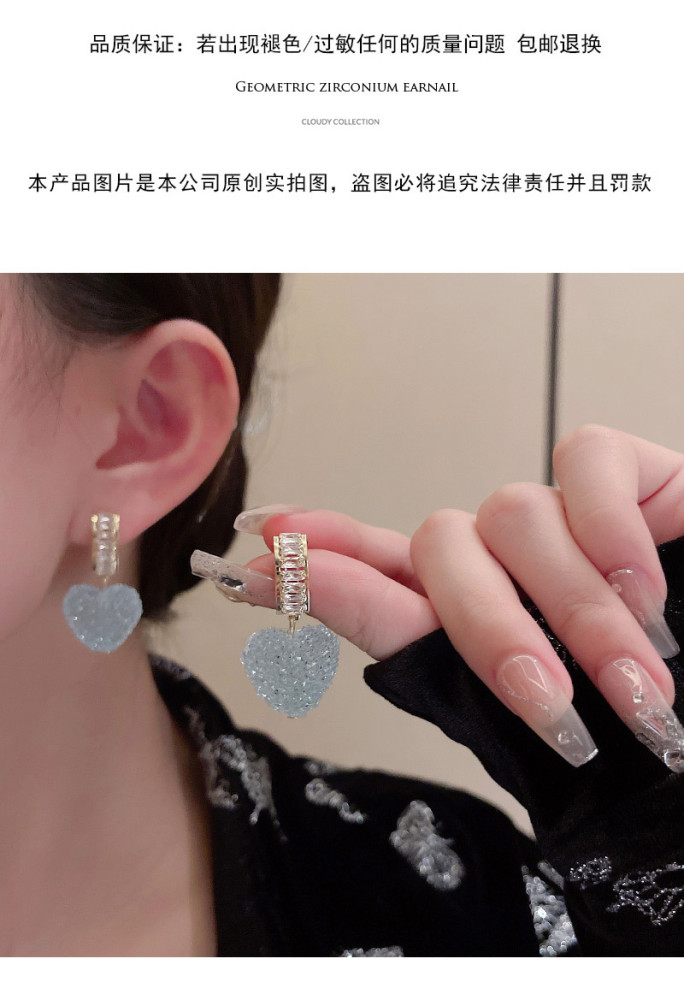 Korean Fashion Jewelry for Women Heart Crystal Hoop Earrings for Women Zircon Accessories