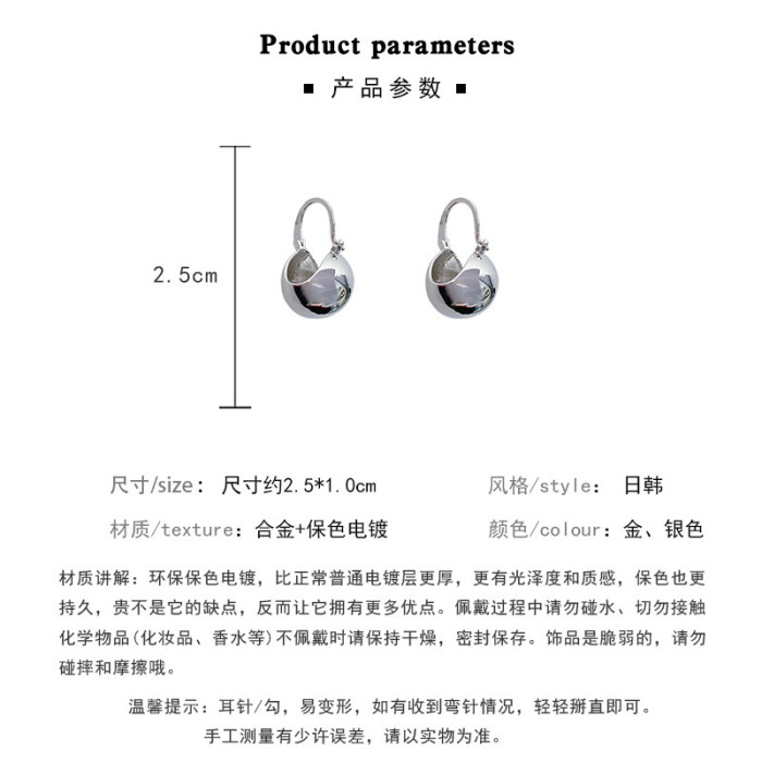 Simple Design Enamel Metal Splice Round Ball Ear Buckle 2022 Fashion Jewelry Halloween Party Girl's Unusual Accessories