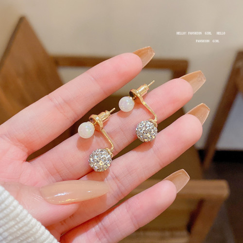 2022 New Crystal Zircon Love Heart Earrings for Women Elegant Imitation Pearl Bow Dangle Bridal Wedding Luxury Jewelry