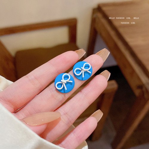 Romantic Royal Klein Blue Stud Earrings Collection Heart Bow Knot Circle  for Women Jewelry