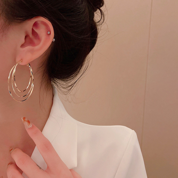 Exaggerated Big Hoop Earrings Large Circle Basketball Charming Trendy Statement Ear Jewelry for Women
