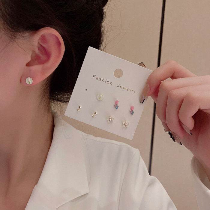 Purple Zircon Enamel 925 Sterling Silver Piercing Stud Earrings Gold Color Ear Studs Cartilage Women Jewelry