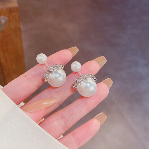 Jewelry Sterling Double Pearl Earrings Popular Women Big and Small Pearl Ear Studs Various Ways of Wearing