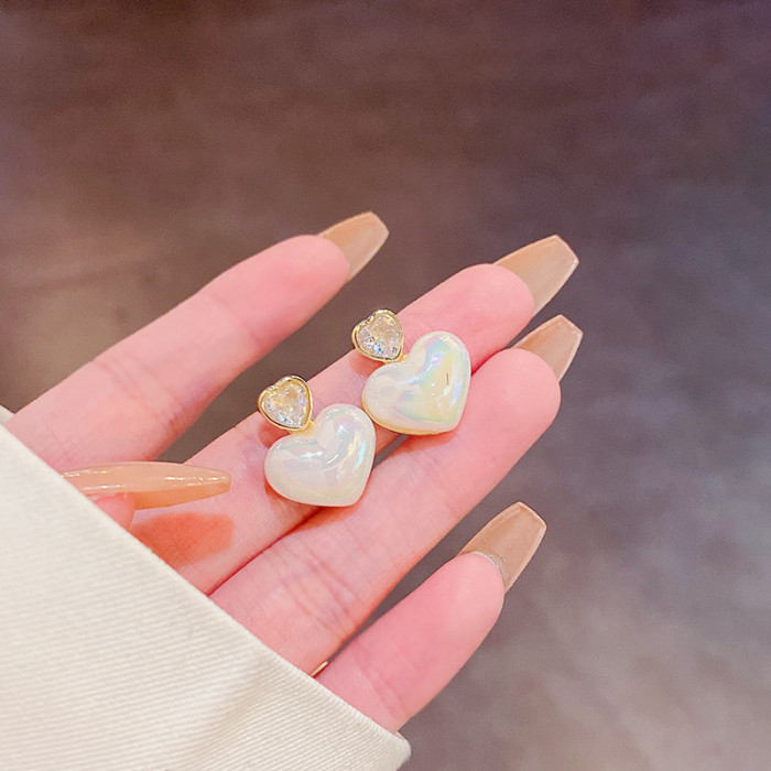 Korean Fashion Crystal Round Square Pearl Drop Earrings for Women Trendy Elegant Female Pearl Dangle Wedding Jewelry