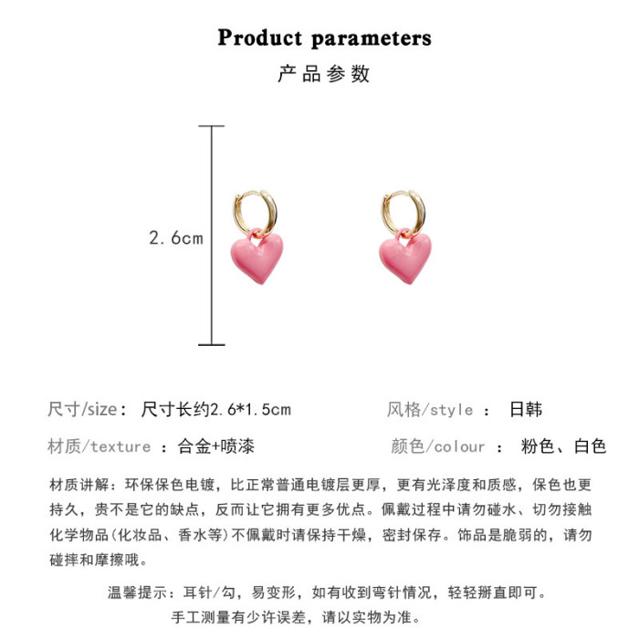 New Trendy Rhinestone Small Circle Hoops with Cute Candy Neon Color Heart Hanging Earrings for Women Gold plated Huggies Jewelry