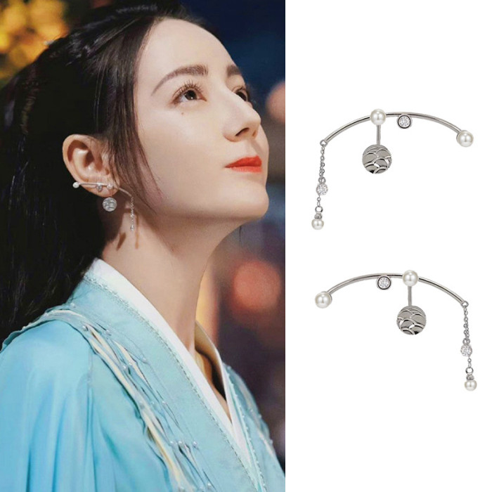 Fashion Long Tassel Simulated Pearl Drop Earrings Big Crystal Bead Earrings for Women Wedding Jewelry