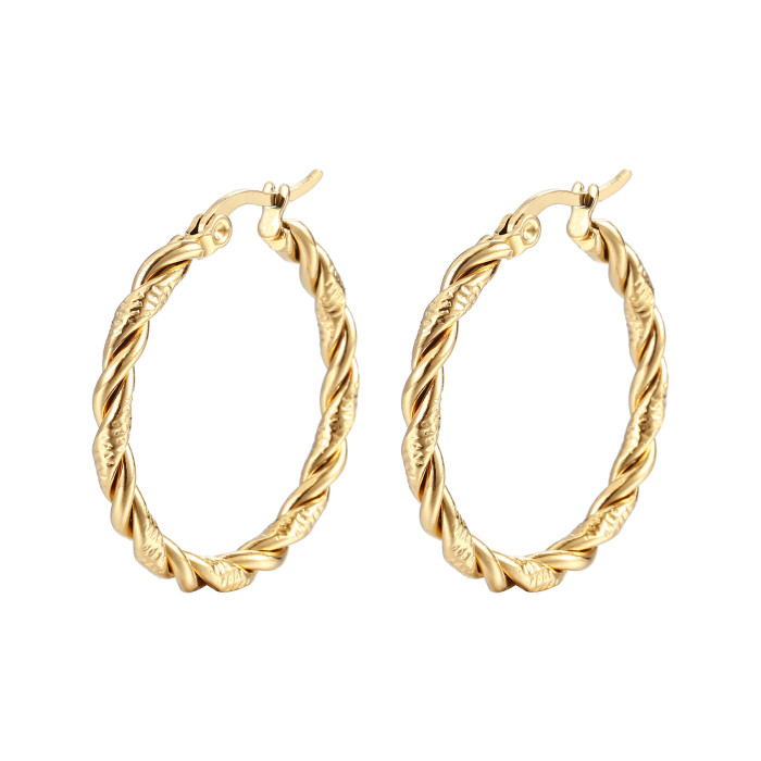 Women Big Hoop Earring Pendientes Gold Stainless Steel Wire Round C Shape Circle Huggie Earrings Showfay Jewelry