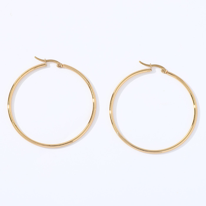 Geometrically exaggerated stainless hoop earrings Trend gold titanium steel five pointed star shape ear buckle earrings of hoops