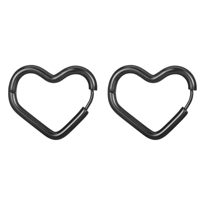 Showfay Geometric Shaped Stainless Ear Clip Fashion Five-Pointed Star Peach Heart Square Polygon Titanium Steel Hoop Earrings