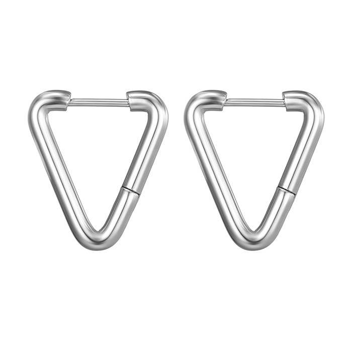 Showfay Geometric Shaped Stainless Ear Clip Fashion Five-Pointed Star Peach Heart Square Polygon Titanium Steel Hoop Earrings