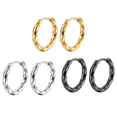 Dropshipping 14K Gold Plated Black Silver Post Twisted Huggies Earring Women's Mini Small Hoop Earrings