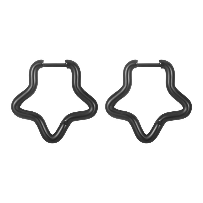 Showfay Geometric Shaped Stainless Ear Clip Fashion Five-Pointed Star Peach Heart Square Polygon Titanium Steel Hoop Earrings