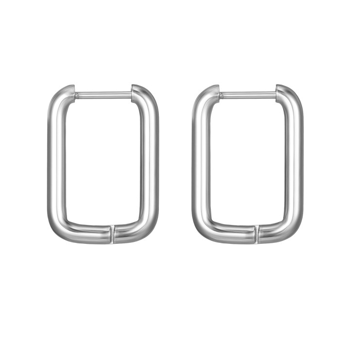 Wholesale Fashion Stainless Steel Ear Clip Simple Trend Unisex Titanium Steel N Rectangular Hoop Earrings