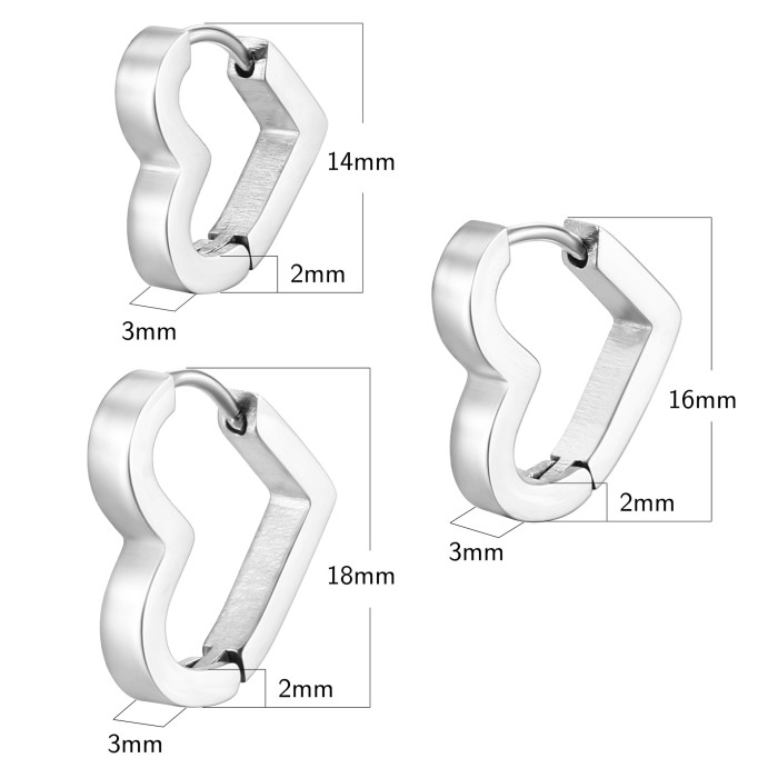 Heart Fashion Style Titanium Steel Love Hoop Earrings for Women