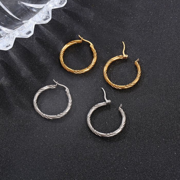 Hoop Stainless Steel Earring Twisted Wire Large Fashion Jewelry Wholesale