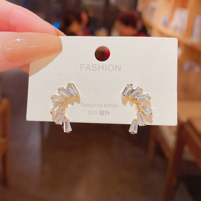 Arc Chain Shape Ear Wrap Earrings for Women White Zircons  Line Jewelry