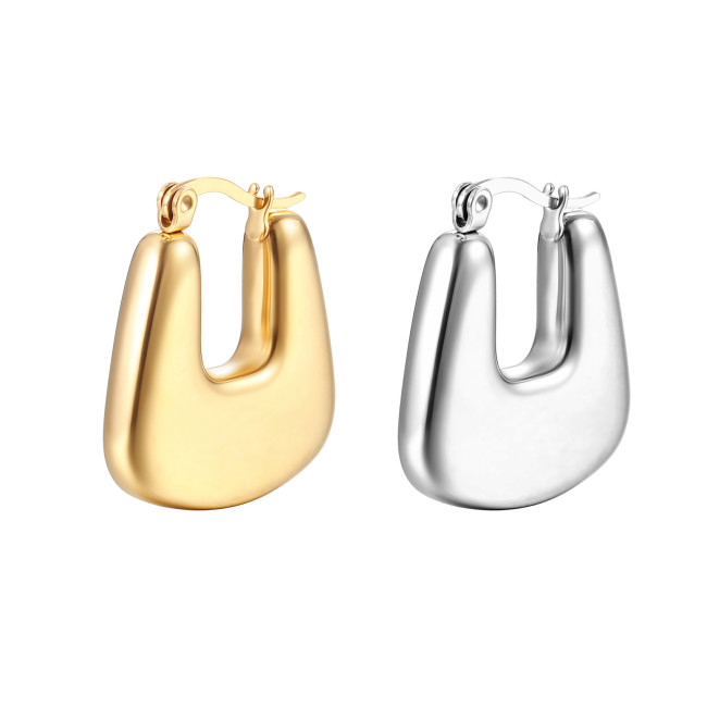 Stainless Steel PVD High Grade Hollow Design Chunky Bold Gold Hoop Earrings Chunky Statement Inoxidable