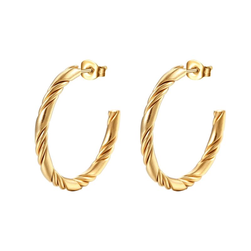 Twisted Hoop Earrings for Women Trend Stainless Steel C Shape Accessories Minimalist Fashion Jewelry Tarnish Free