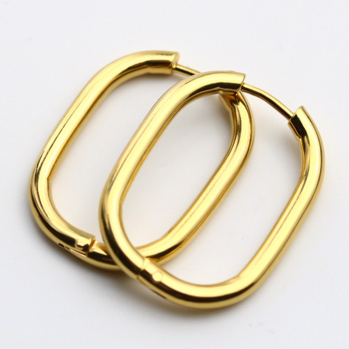 Silver Color Geometric Oval Hoop Earring Prevent Allergy Small Gold Color Earrings For Women Jewelry Gifts
