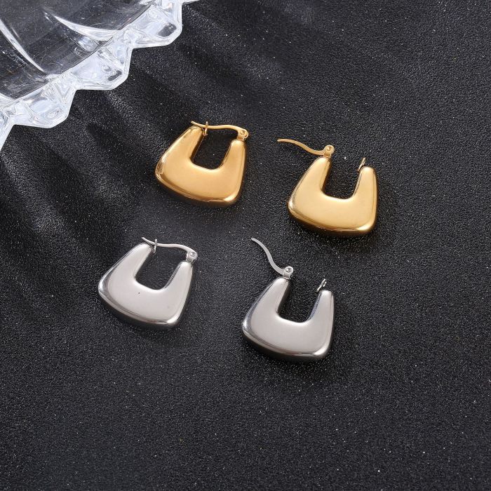 Stainless Steel PVD High Grade Hollow Design Chunky Bold Gold Hoop Earrings Chunky Statement Inoxidable