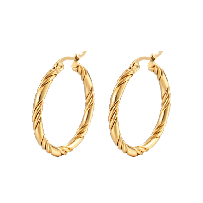 Twisted Hoop Earrings for Women Trend Stainless Steel C Shape Accessories Minimalist Fashion Jewelry Tarnish Free