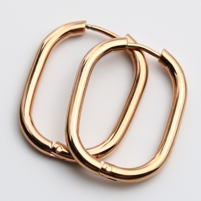 Silver Color Geometric Oval Hoop Earring Prevent Allergy Small Gold Color Earrings For Women Jewelry Gifts