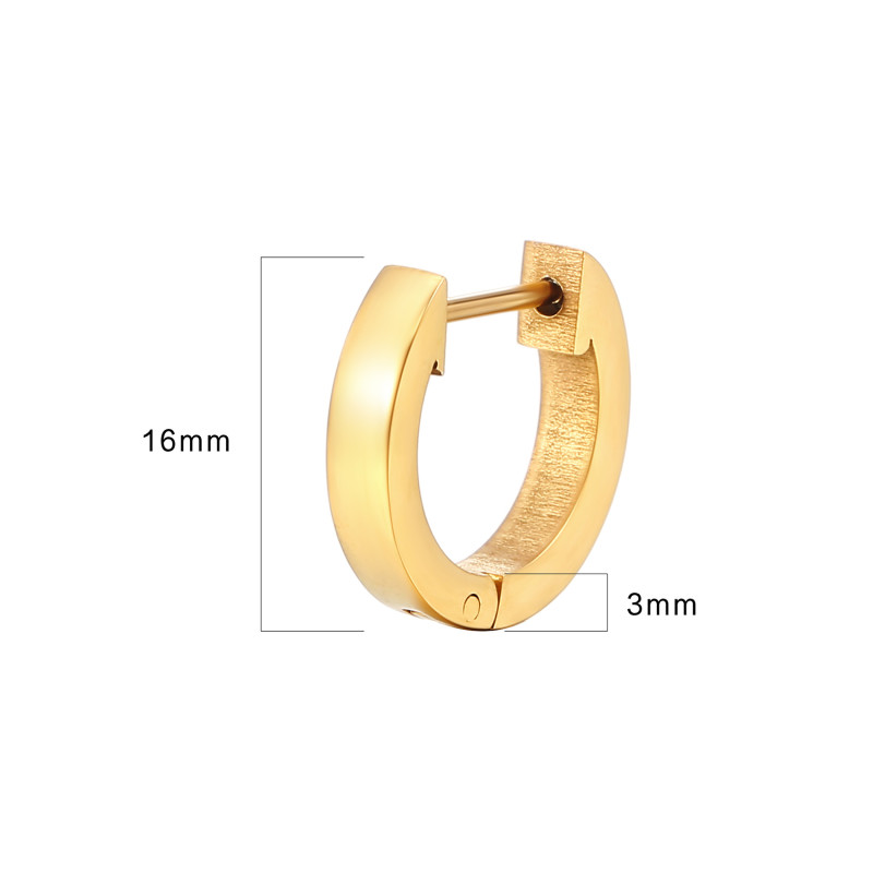Fashion Geometric Stainless Steel Round Earring Clip Real Gold Plating 18K Trendy Titanium Steel Hoop Earrings