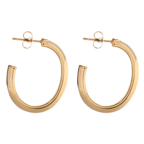Real Gold Plating Simple Style  Geometric Gold Women's Hollow hoop Earrings