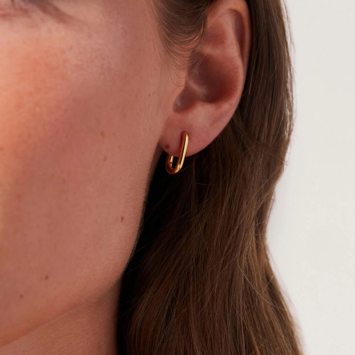 Style Simple Titanium Steel Earrings 14K Gold Plated Stainless Steel Gold Hoop Earring Clip Women's Jewelry