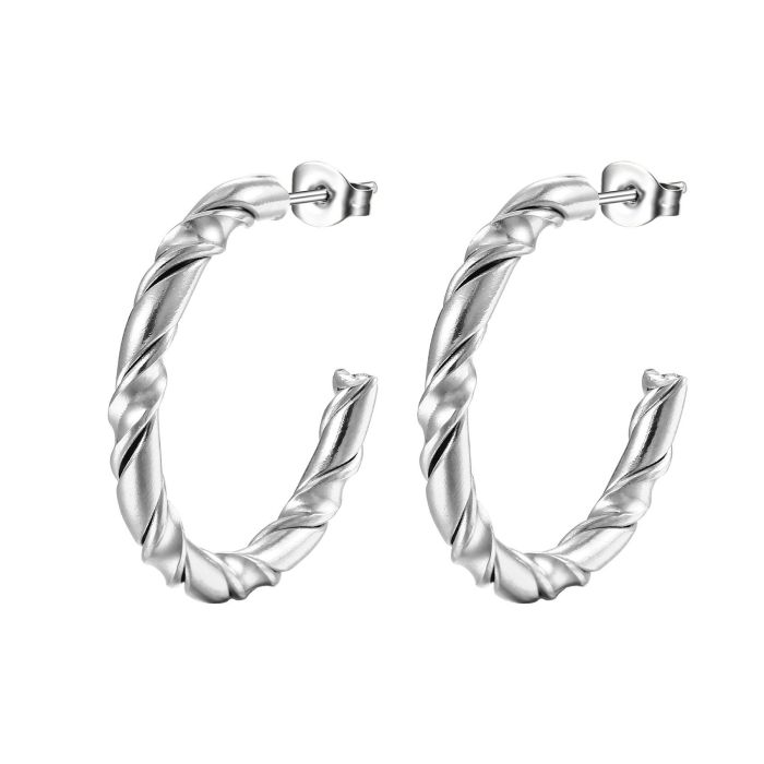 INS Style Fashion Stainless Steel Women's Earrings Style Simple Titanium Steel Multi-Strand Twisted Hoop Earring for Women
