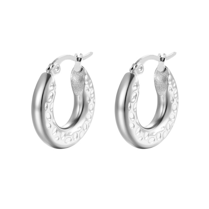Stainless Steel Coil Earring Ear Clip Titanium Steel Thick Round Bold Women's Trendy Hoop Earrings Women